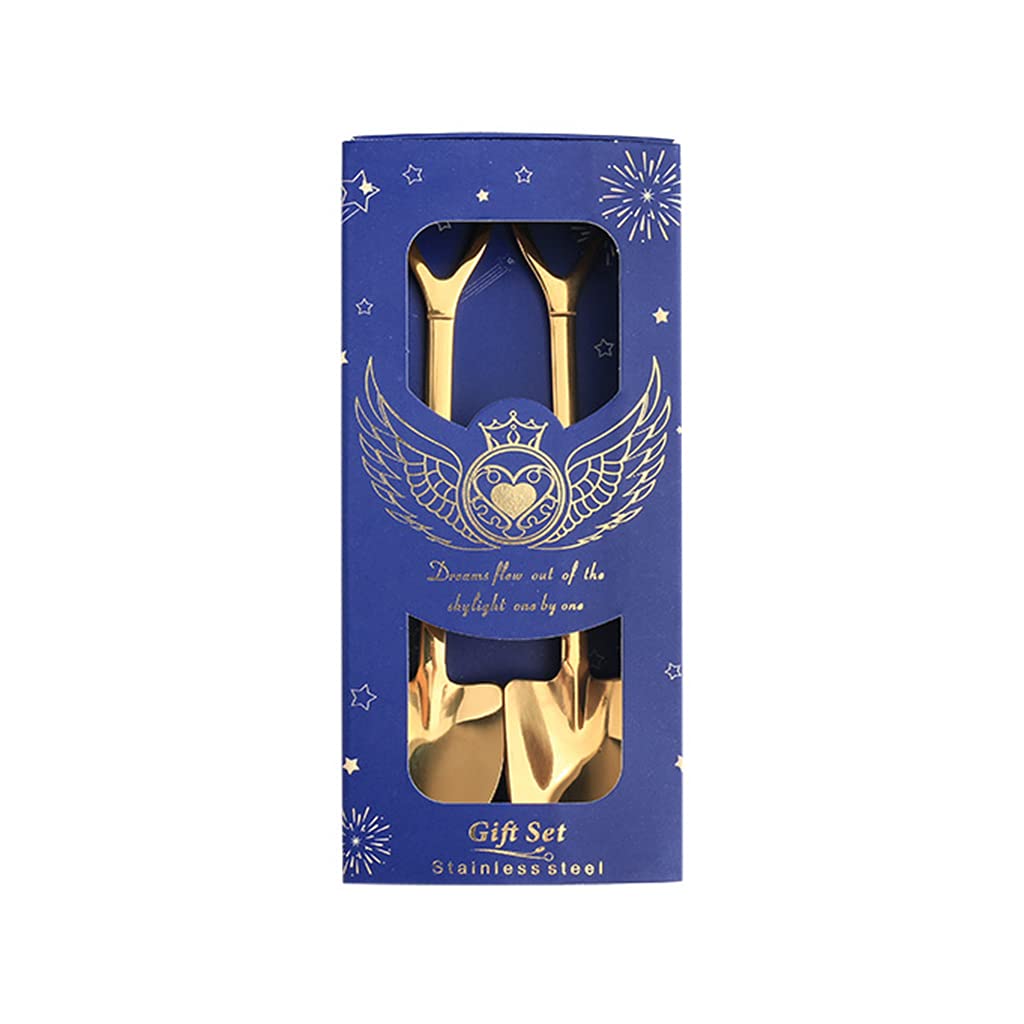 Lot de 2 cuillères à café rétro en acier inoxydable en forme de pelle à crème glacée pastèque gâteau sucre dessert cuillère à café avec boîte en forme de pelle cuillère à café