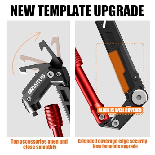 Image of Carabiner Multitool with Pocket Knives, EDC Carabiners, Serrated Knife, Rope Cutter, Screwdriver, Can Bottle Opener, Ruler, Keychain Knife for Camping Hiking, Gifts for Women (Red)