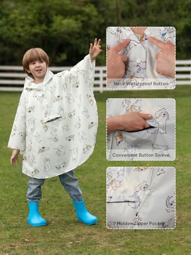 Image of SaphiRose Lightweight Kids Rain Poncho Jacket Waterproof Outwear Rain Coat