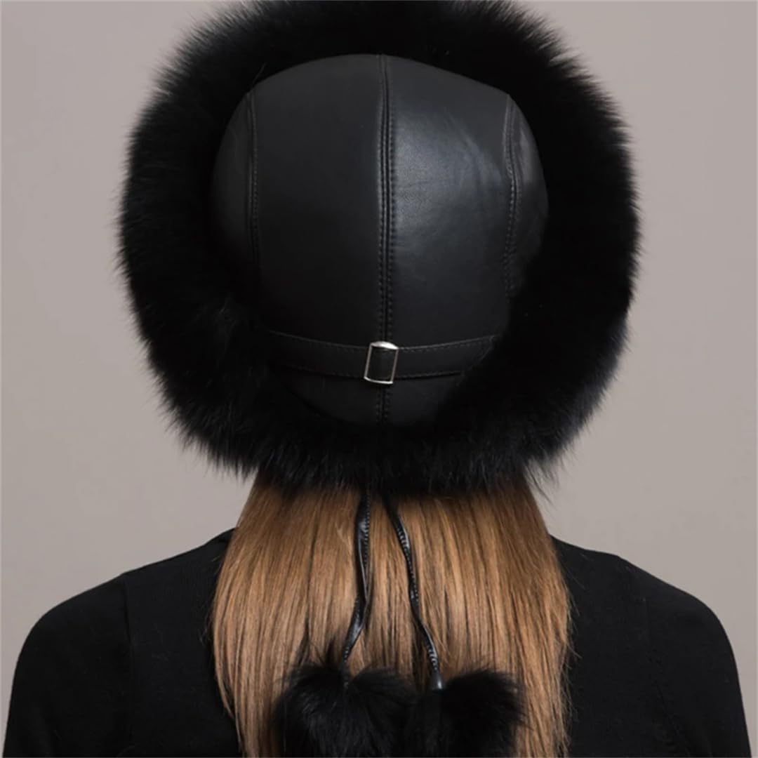 Cappello da donna spesso in finta pelliccia, caldo, alla moda, tinta unita, con paraorecchie