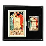 Cigarette Case Oil Lighter Gift Set Vintage Poster D-068 Scognamiglio Caramba Comp Italiana Opera Comica