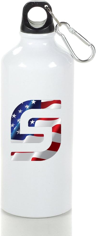 Aluminum Jordan Spieth Logo USA Flag Sports Water Bottle White