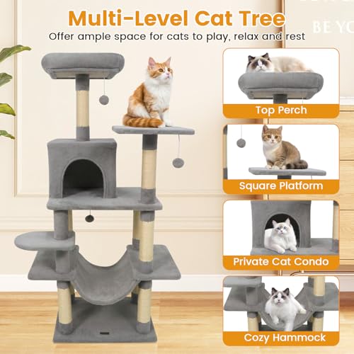 Árbol para Gatos Multi-Nivel 58 Pulgadas con Rascadores y Cama miniatura 5