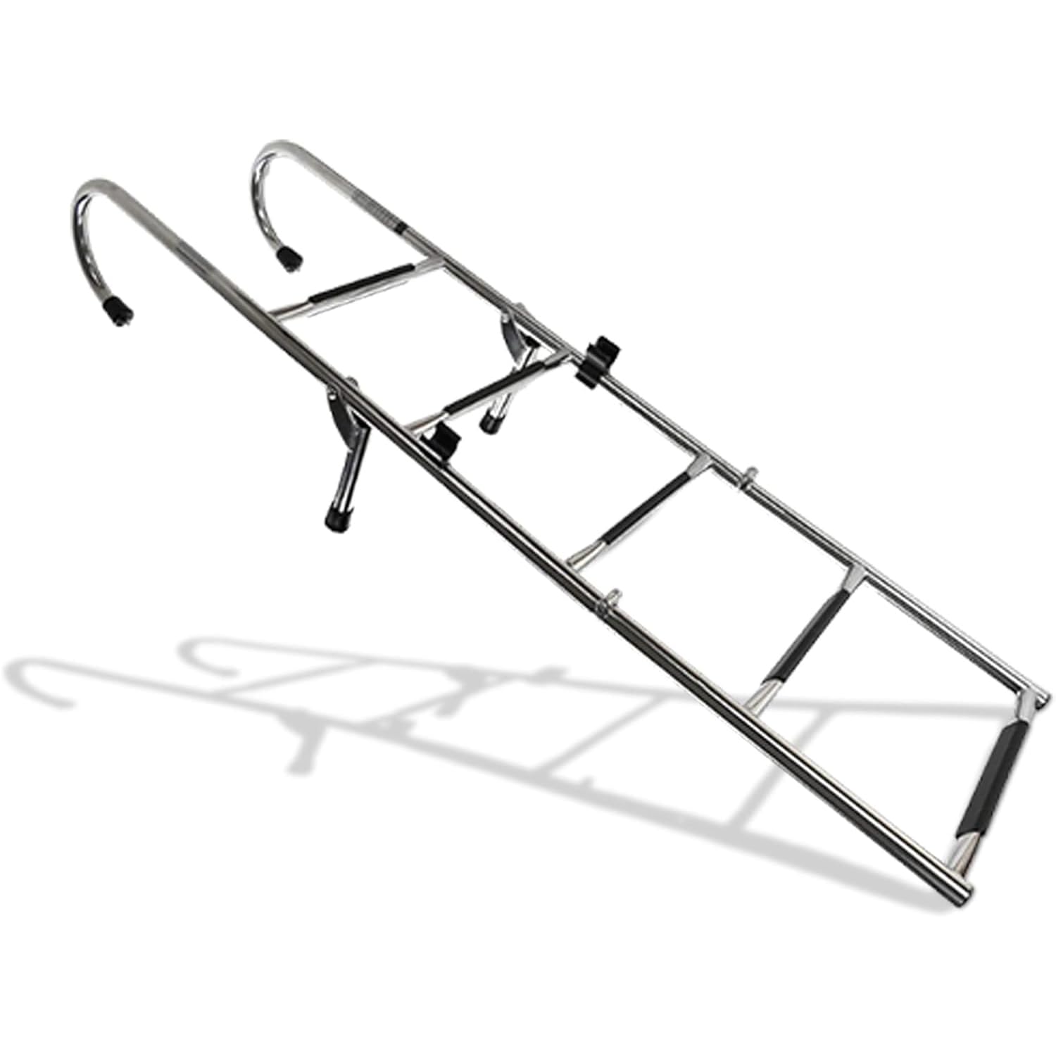 MARINE CITY Stainless Steel Sleek Compact Durable and Sturdy Telescoping 400lb Limit Folding Ladder Easy Install for Boat Pontoon RV Ship (2 Step+3 Step)