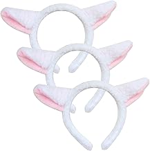 3 Pcs Animal Head Bands Sheep Ears on Head band Lovely Animal Ears Headband Sheep Headband with Ear Lamb Childrens Fancy Dress White and Pink Lamb Animal Costume Accessories (3 Pcs)