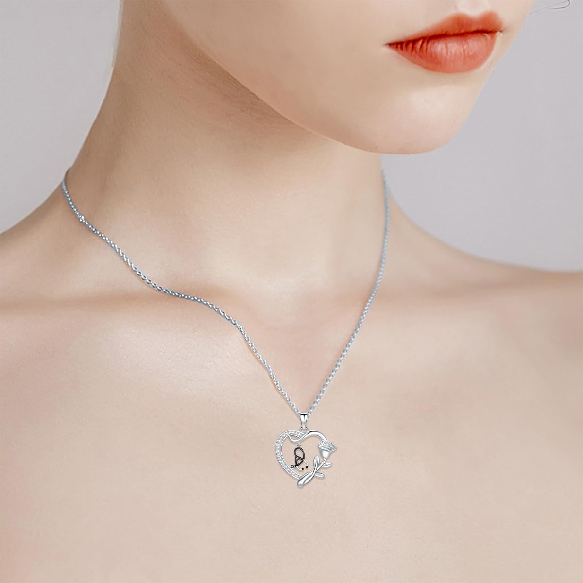 Stetoscopio collana in argento Sterling 925 cuore collana laurea regalo regalo per medici infermieri, 22*23, Argento sterling, Zirconia