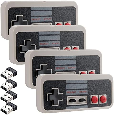 4 Pack USB NES Controller, Wiresless Classic Retro PC Gamepad Replacement NES Game Joystick Compatible for Windows PC iOS MAC Linux Raspberry Pi (White/Grey)
