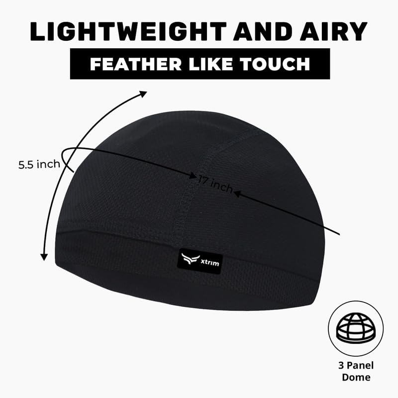 Image of XTRIM Unisex Helmet Skull Cap for Bikers & Cyclists, Cotton Head Cap, Hair Inner Helmet Cover Cap for Men, Sweat Cooling for Women, Skull Cap for Summer