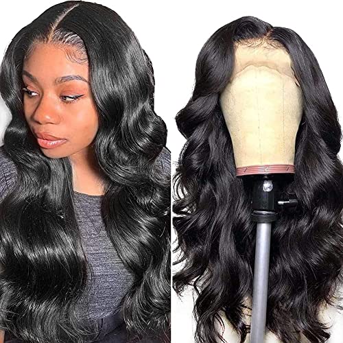 Body Wave Human Hair Wig for Black Women, 13x4 HD Transparent Lace Front Wigs with Baby Hair Pre Plucked Natural Hairline Frontal 150% Density Brazilian Virgin Hair Wig