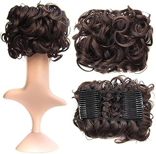 SWACC Short Messy Curly Dish Hair Bun Extension Easy Stretch hair Combs Clip