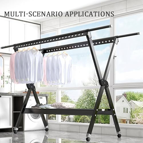 Portable Adjustable Laundry Drying Rack - Collapsible Indoor & Outdoor Clothes Airer with Shoe Rack, Lightweight Metal Design, Easy to Store and Move, Perfect for Home Use