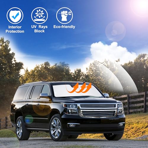 Image of Windshield Sun Shade Custom Fit for 2015-2020 Chevrolet /Chevy Suburban Accessories Foldable Sunshade Sun Blocker Protect Car from Sun Rays & Heat Damage Keep Car Cooler