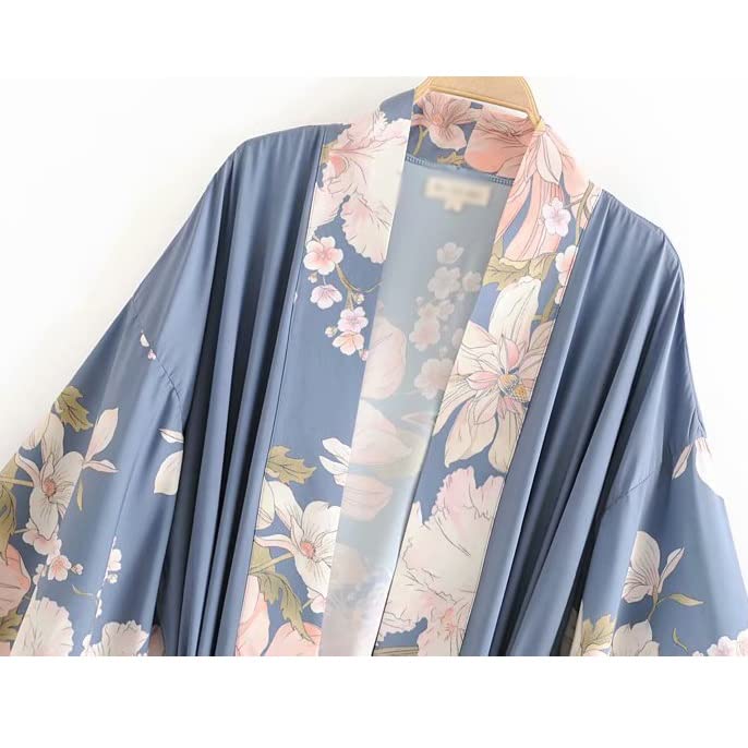 Ropa de playa mujer blusa boho floral cuello V batwing sleeves tunic sashes ladies blouse 7