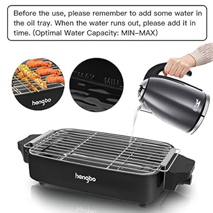 HengBo Tischgrill Elektrisch Barbecue Elektrogrill, Elektrischer Grill Rauchfreier, Einstellbare Temperatur, Abnehmbares… – Bild 3