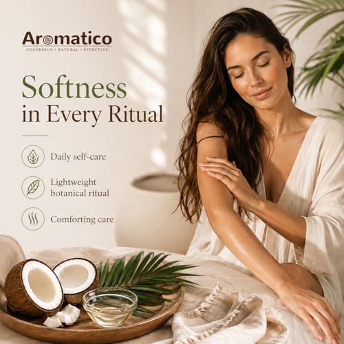 Image of AROMATICO Fractionated Coconut Oil for Skin, Massage and Essential Oil Dilution, Lightweight Carrier Oil for Body Care, Hair Care and DIY Beauty - 946 ml