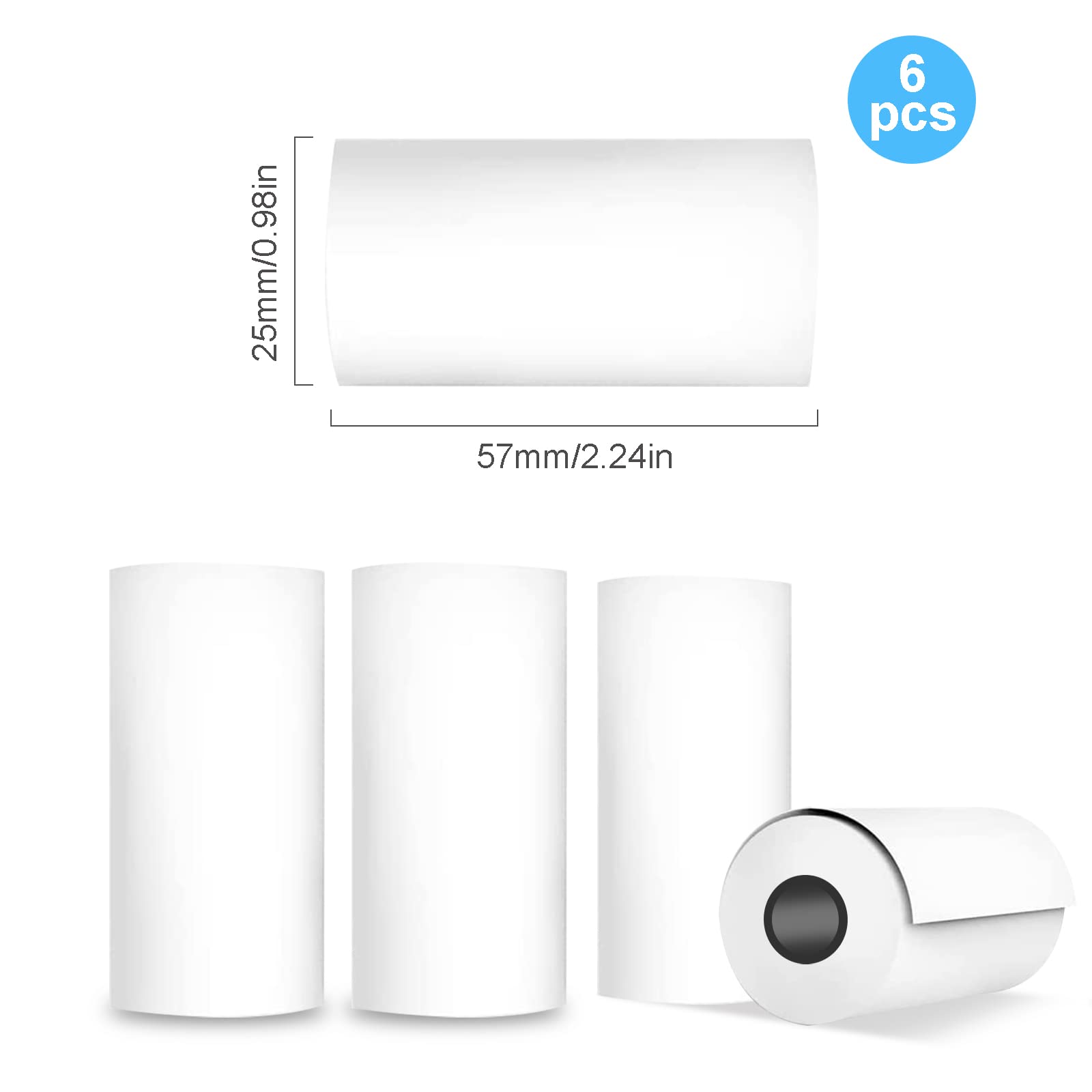 CAINCAY Printing Paper Thermal Paper for Children's Camera, 6 Rolls 57 mm Children's Camera, Refill Paper - Image 2