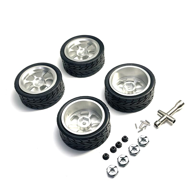 Roues de mise à niveau en métal Xzeit argent pour voiture RC 1:12 et 1:14 durable