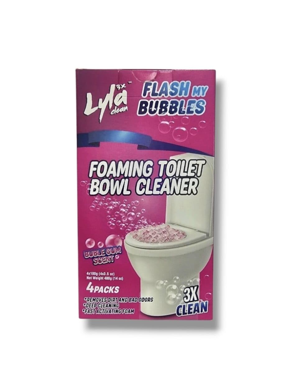 LYLA 3X Foaming Toilet Bowl Cleaner, 4 Pack Deodorizer & Septic Safe – Deep Cleaning, Odor Eliminator, Stain Remover for Long-Lasting Freshness, Bubble Gum Scent