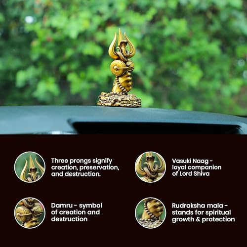 Image of Artarium Shiv Trishul Idol Sacred Trident of Mahadev for Worship Compact Divine Showpiece for Pooja Room & Religious Gifting (4 INCH)