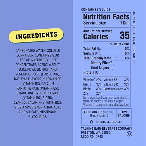 Image of Popwell Blackberry Lime Better-For-You Prebiotic Soda, with 6g Fiber, 1g Sugar, Vitamins and Immunity Support, 12 fl oz Cans (pack of 12)