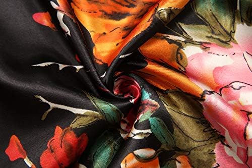 goodmansam Women's Long Floral Satin Kimono Robes Bridal Dressing Gown Wedding Bridesmaid Nightgown - Image 4