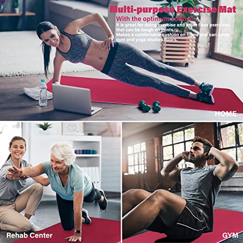 Feetlu Yoga Mat Thick With Strap, 2/5 Inch (10Mm) - Extra Thick Yoga Mat Non Slip Workout Mat Double-Sided, Eco Poe Yoga Mats For Women Men, Workout Mat For Yoga, Pilates, And Floor Exercises(Pk/Gy) #TOP5