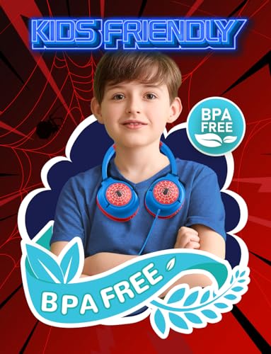 iClever Kopfhörer Kinder, Kinder Kopfhörer mit Kabel 85dBA Sichere Lautstärke, Stereo Sound, Over Ear Faltbare 3.5 mm Jack Kinder Kopfhörer für iPad, Tablets, Schule, Reisen,Schwarz und Rot