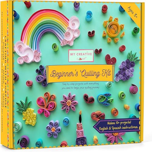 MY CREATIVE CAMP Beginners Quilling Kit for Kids and Adults DIY Craft Kit for Kids and Adults Paper Quilling Kit for Beginners with Tools Instructions & Storage Box Makes 10+ Fun Projects