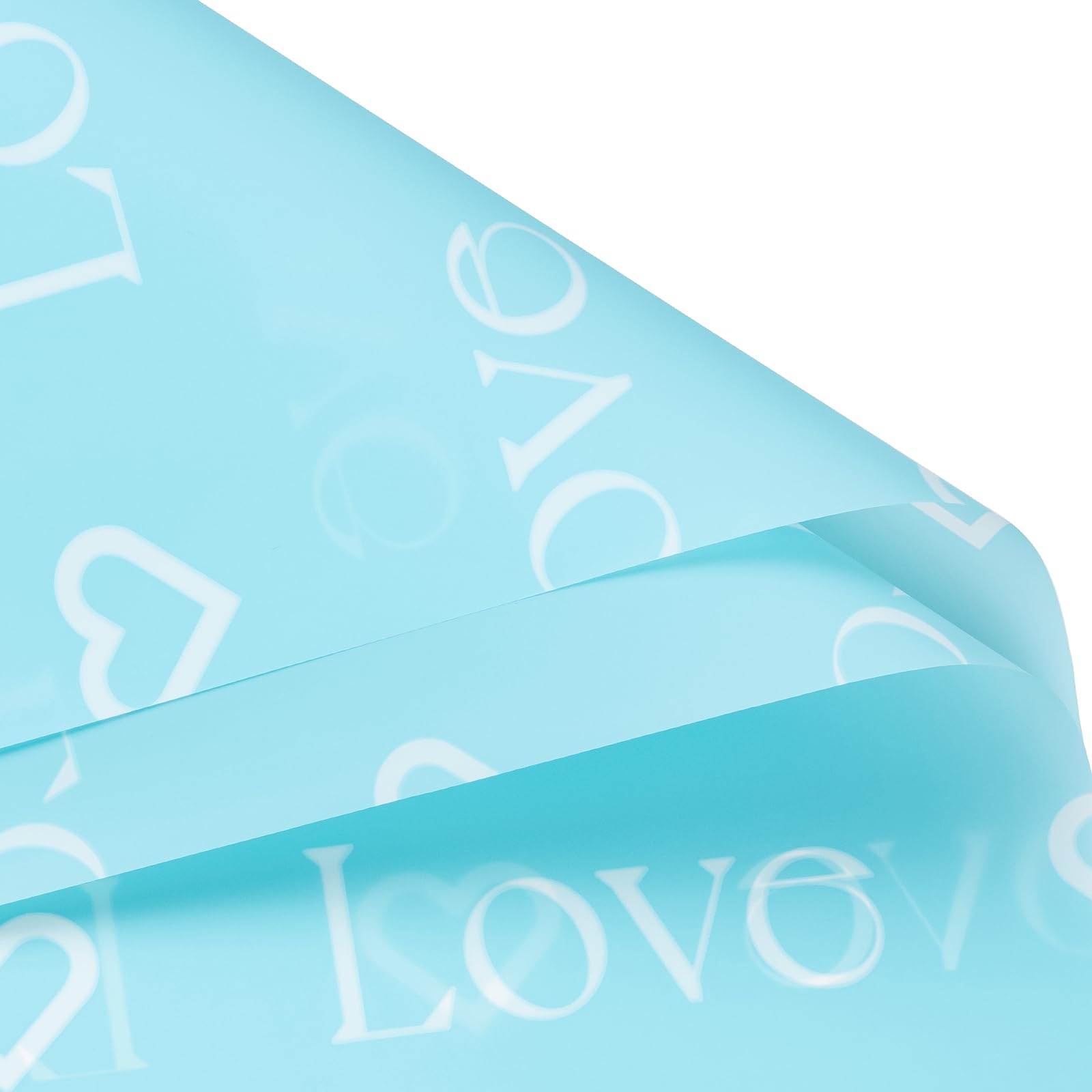 WRAPAHOLIC 20 Sheets Flower Wrapping Paper - 22.4 x 22.4 inch Blue Love with Heart Water-Resistant Floral Bouquet Wrapping Paper, Florist Supplies