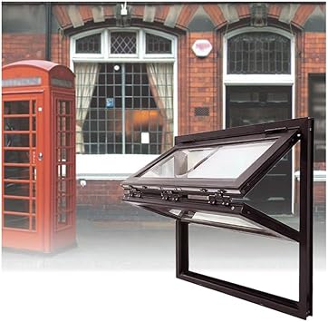Flush Mount Shed Window Household Folded Windows with Aluminum Alloy Frame, Tempered Glass Serving Window for Chicken Coop Office Cafes(95x90cm)