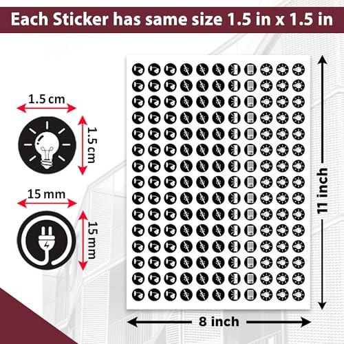 Image of Trueflair Stickers for Switch Board for Home Wall Switches, Contain All Common Switch Stickers (Black and White - 2)