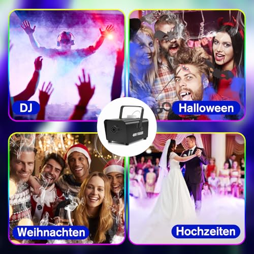 Littleboyny 400W Nebelmaschine, Smoke Machine,Mini Fog Rauchmaschine mit 2 kabelgebundenen und Funkfernbedienungen für DJ Disco Party,Halloween,Hochzeiten Weihnachten