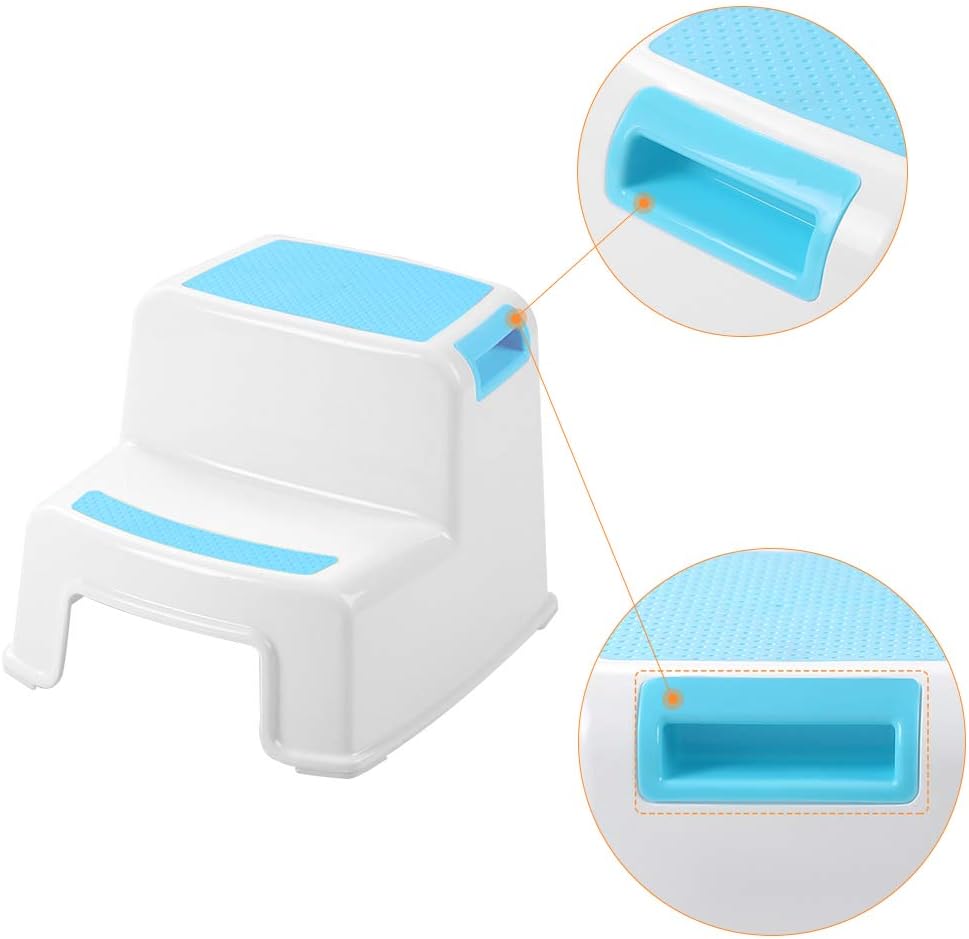 SINCOS 2 Step Step Stools for Kids - Toddler Step Stools for Toilet Potty Training, Bathroom and Kitchen - Slip Resistant Soft Grip for Safety, Stackable (2 Pack, Blue+Pink) : Baby