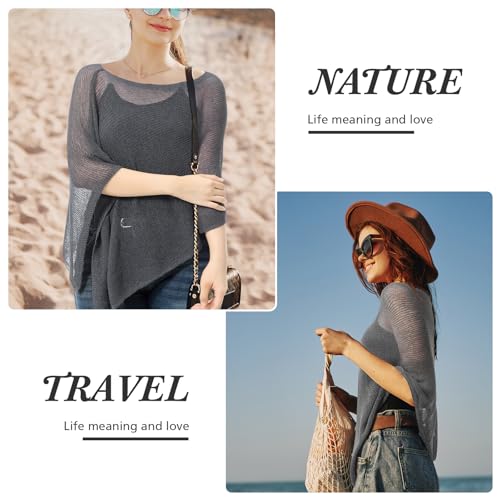 Image of Women Sheer Poncho Shrug Summer Sheer Blouse Top Lightweight Poncho Bolero for Evening Dress