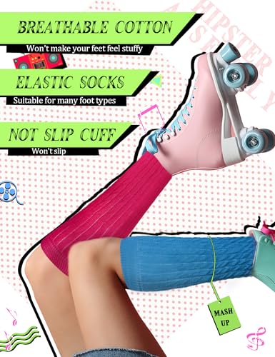 Image of Neon Slouch Scrunch Socks 3 Pairs 80s Accessories for Women, Neon Women's Leg Warmers Heavy Soft Extra Long Socks
