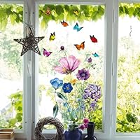 WandSticker4U Herbruikbare Raamstickers Kamerplanten - Groen Lente Decoratie 92x38 Cm