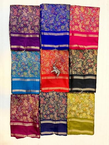 Image of Kalamkari Floral Prints Dola Silk Saree With Rich Zari Border Designer Pallu Attach Blouse Piece