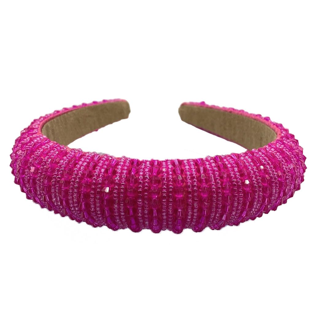 10 x Haarbänder mit glänzenden Perlen, Kristall, Strass, breiter Verschluss, Haarstyling-Zubehör, Stirnbänder für Damen, Hochzeit, Party, Rosarot