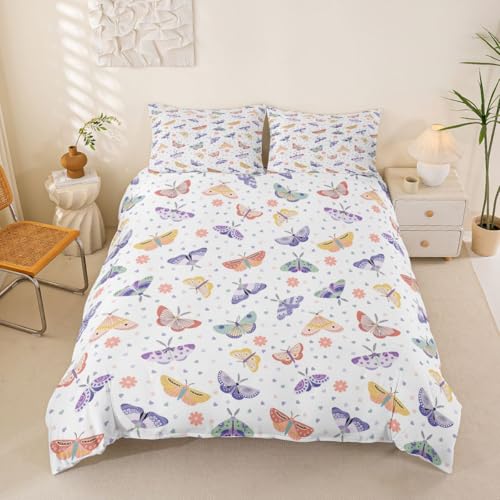 Parure de lit enfant 240x260 housse de couette papillon dessin animé - 2