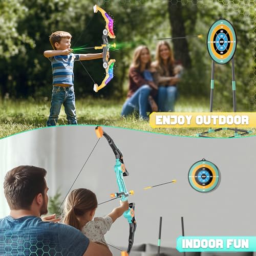 image for HOLIBIBE 2 Pack Kids Bow and Arrow Set with Sound Effects & LED Flash 