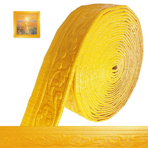 Cenefa autoadhesiva 3D molduras de estuco para pared – 10 m x 8 cm x 5 mm – Molduras decorativas autoadhesivas, resistentes al agua, borde de pared, listones autoadhesivos, para esquinas, líneas