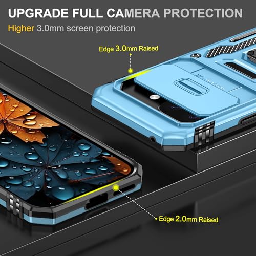 Image of Slide Camera Cover with Ring Holder Mobile Phone Case Cover for Google Pixel 9a (Blue)