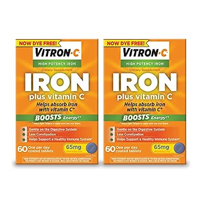 Vitron-C Iron Supplement, Once Daily, High Potency Iron Plus Vitamin C & Iron Supplement & Immune Support