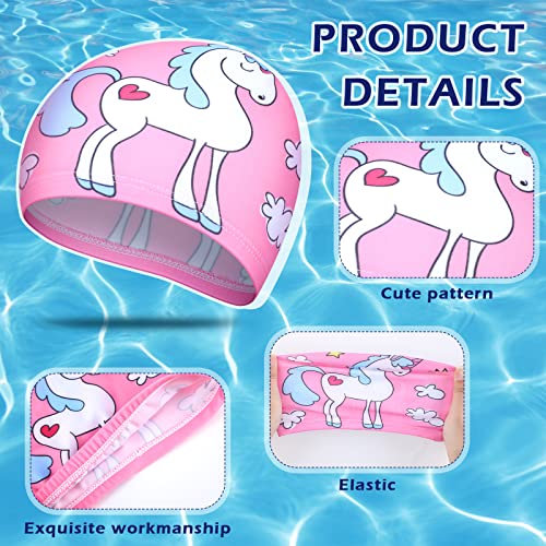 Image of 3 Pieces Kids Swim Caps for Boys Girls Age 1-6 Waterproof Swimming Cap Pool Cap for Kids Child Swim Caps for Toddler Youth (Bright Style)
