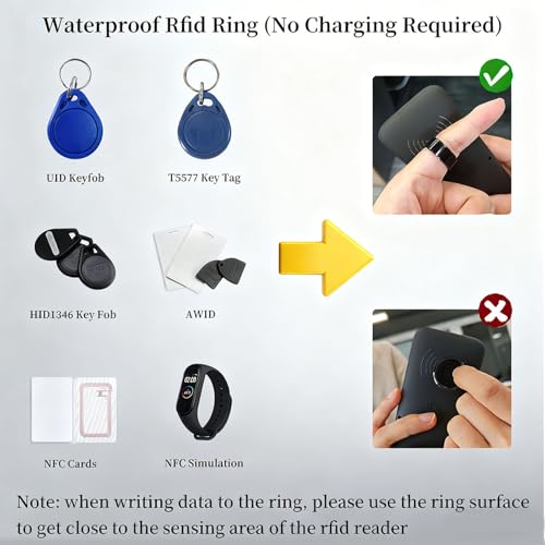 Image of RFID Rewritable Ring RFID Dual Frequency Ring Black US#7 | RFID Ring, 13.56MHz CUID&125KHz T5577 Access Key Cards in One Ring, Ceramic Smart Finger Ring Wear for Men or Women