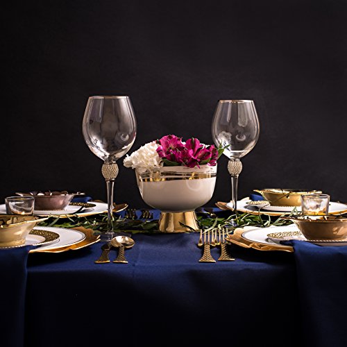 Trinkware Set Of 2 Wine Glasses - Rhinestone "Diamond" Studded With Silver Rim - Long Stem, 16Oz, 10-Inches Tall – Elegant Glassware And Stemware #TOP2