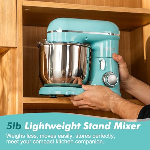 Image of Kitchen in the Box Stand Mixer, 3.5 QT Small Kitchen Electric Stand Mixers, 10-Speed Portable Lightweight Dough Mixer for Daily Use with Egg Whisk, Dough Hook, Beater (Blue)