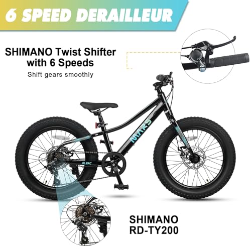 Glerc Mars Kids Mountain Bike, 20 24 Inch Fat Tire Bike for Teen Ages 6 - Additional View