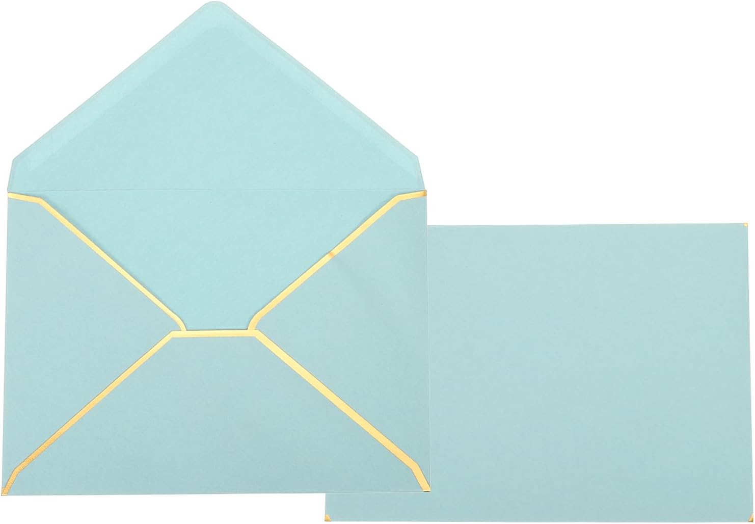 YOKIVE 100Pcs A7 Envelopes, Self Adhesive V Flap Mailing Envelopes with Gold Border, Quick Self Seal, Great for Cards Postcard Mailing (Green, 5 x 7-Inch)