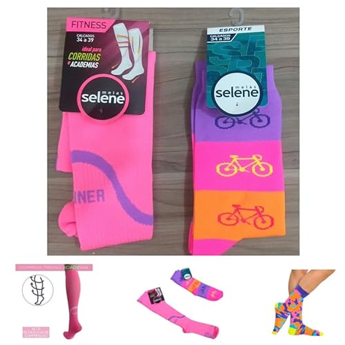 Generico Meia Esportiva Feminina: Kit 2 Meias Fitness e Esporte, Cores Femininas, Tamanho P (34-39),